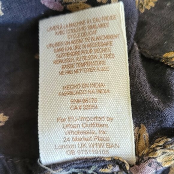 Free People Black Gold Sunflower Pattern Never a Dull Moment Peasant Blouse S - Picture 11 of 12